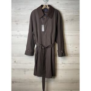 Turnbury Trench Coat Mens 40S Brown Water Resistant Belted Wool Collar Lined New